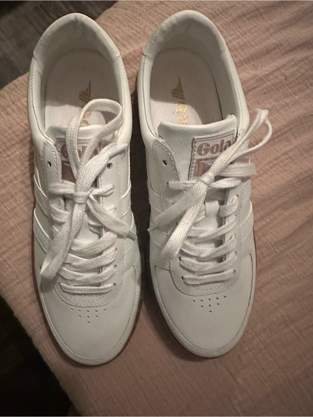 Gola White Leather Sneakers with Gum Sole - Picture 5 of 7